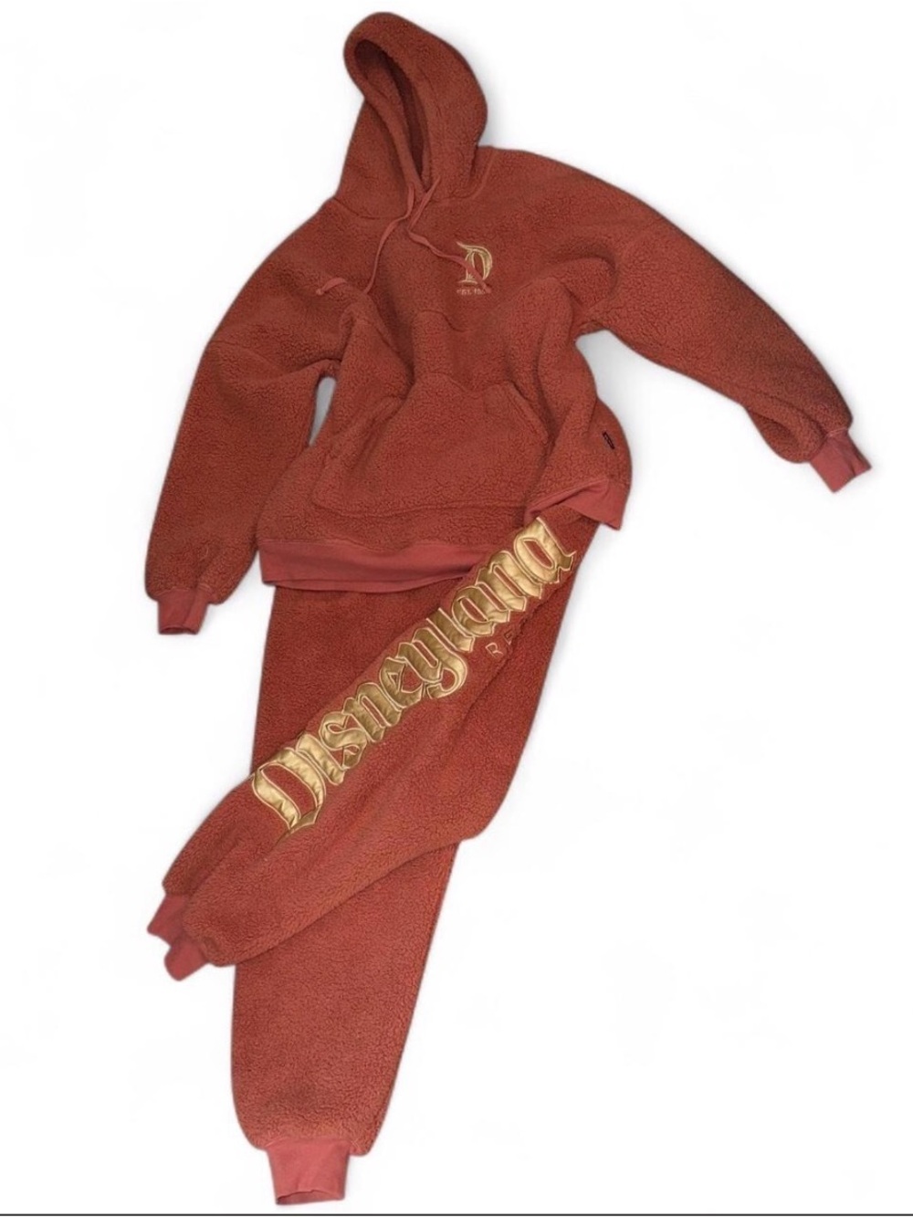 Disneyland Spirit Jersey Rose Gold Rust Sherpa Jogger Sweatpants Set XXL